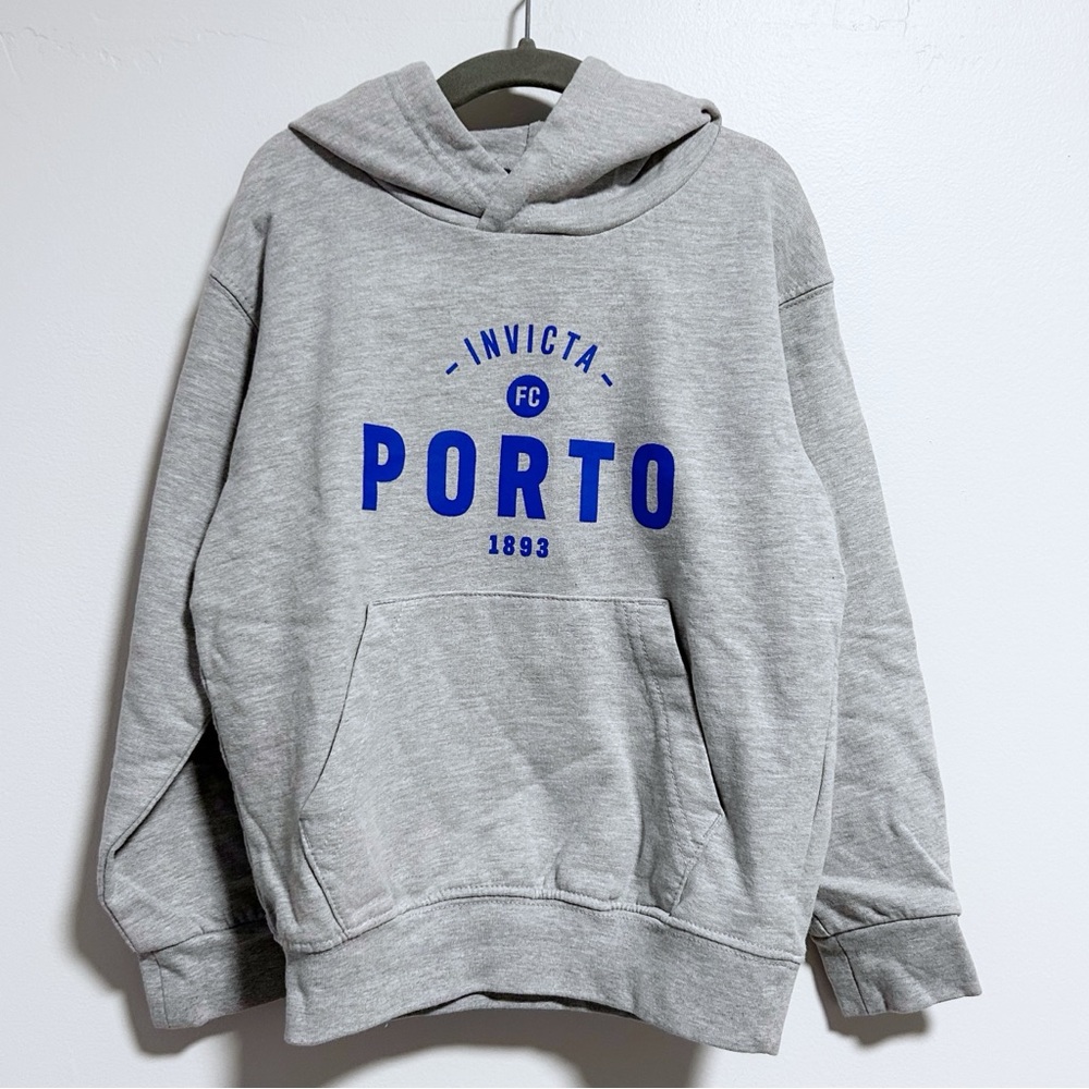 FC Porto Hoodie Sweatshirt Light Gray Blue Kid’s Size 5/6 Invicta Porto Football